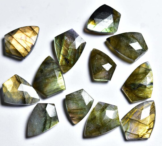 10 Pcs,natural Beautiful Labradorite Faceted Tie Shape Side Drilled Briolettes,size Is 11x14-12x18mm #1002