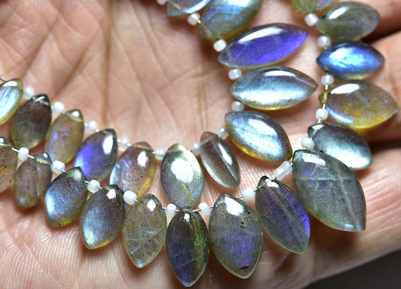 12 Pcs,super Quality Natural Marquise Labradorite Smooth Plain Briolettes,blue Flashes Labradorite ,size Is 6x10-8x15mm #923
