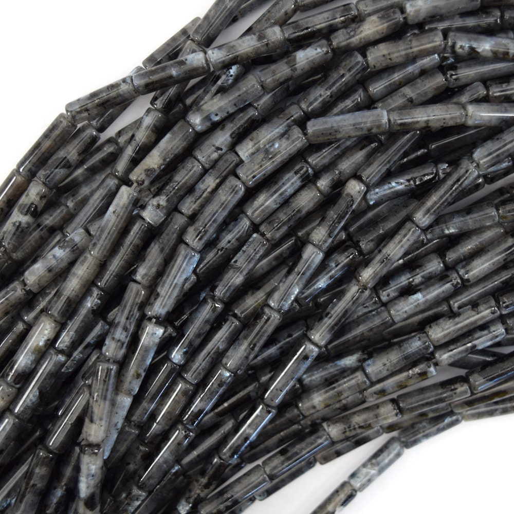 13mm Natural Gray Labradorite Larvikite Tube Beads 15.5" Strand