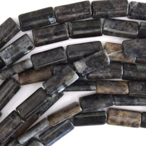 17mm Grey Labradorite Larvikite Pillow Rectangle Beads 16" Strand