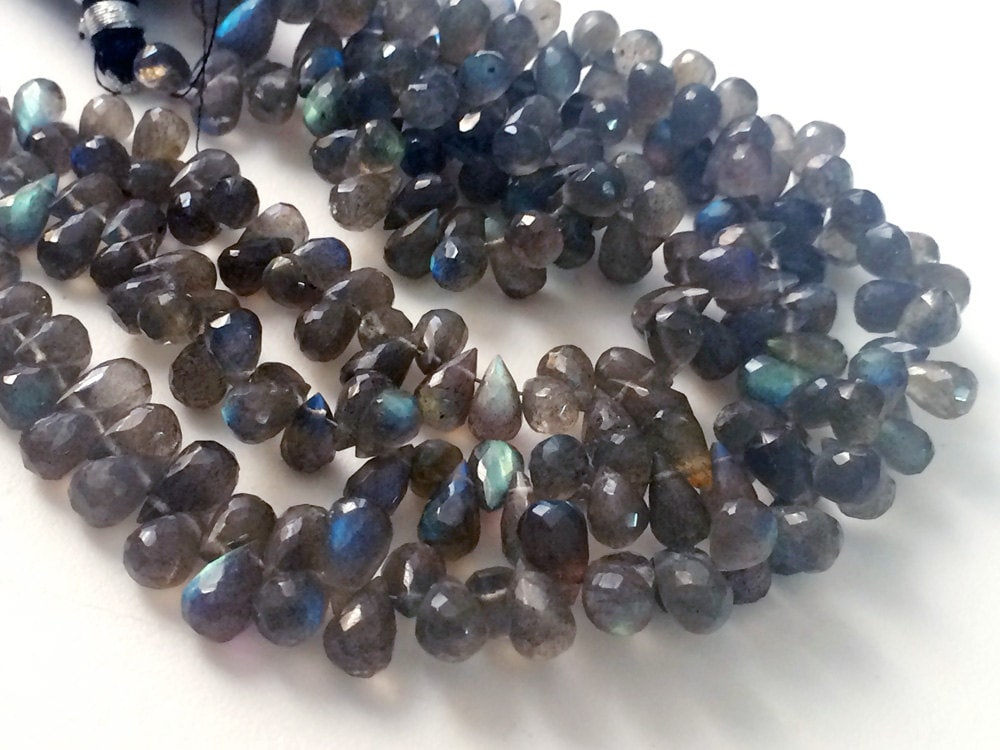 6x9mm Labradorite Faceted Tear Drop Beads, Labradorite Fire Gem Stone, Labradorite Faceted Drops For Jewelry (35pcs To 70pcs Options)