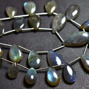 7.5 Inches - Natural Beautiful Smooth Labradorite Pear Briolettes - Size Is 9x12-12x17 Mm #1220