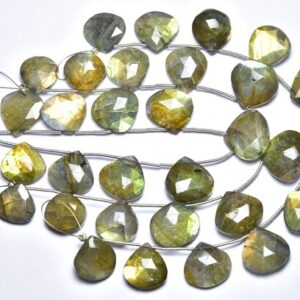 7.50 Inches,natural Most Beautiful Big Labradorite Faceted Heart Briolettes,size Is 13-17mm #414