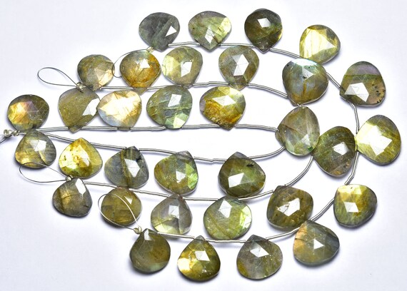 7.50 Inches,natural Most Beautiful Big Labradorite Faceted Heart Briolettes,size Is 13-17mm #414