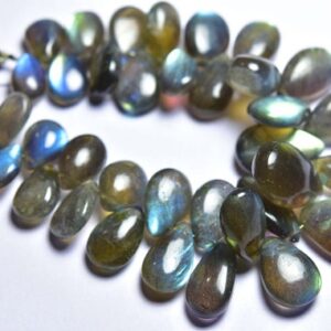 7 Inches - Big Natural Beautiful Smooth Flashy Labradorite Pear Briolettes - Size Is 9x13-15x20 Mm #1628