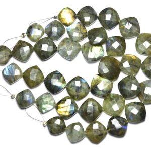 7 Inches,natural Big Labradorite Faceted Cushion Briolettes,size Is 12-14mm #436