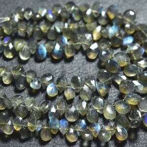8 Inches - Natural Beautiful Faceted Labradorite Pear Briolettes - Size Is 5x7-6x9 Mm #1278