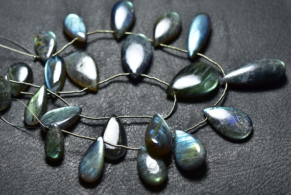 8 Inches - Natural Beautiful Smooth Labradorite Pear Briolettes - Size Is 10x18-14x23 Mm #1285