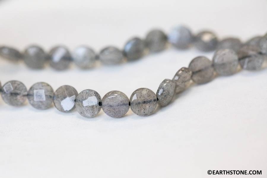 Labradorite 8mm Faceted Coin Beads 16" Strand