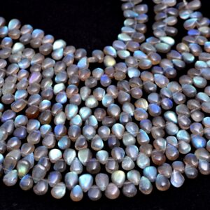 Aaa+ Labradorite Gemstone 6x9mm Smooth Pear Briolette Beads , Natural High Quality Labradorite Fire Semi Precious Gemstone , 8inch Strand