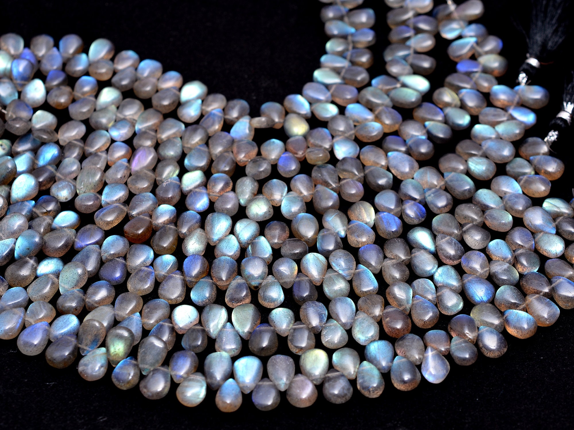 Aaa+ Labradorite Gemstone 6x9mm Smooth Pear Briolette Beads , Natural High Quality Labradorite Fire Semi Precious Gemstone , 8inch Strand