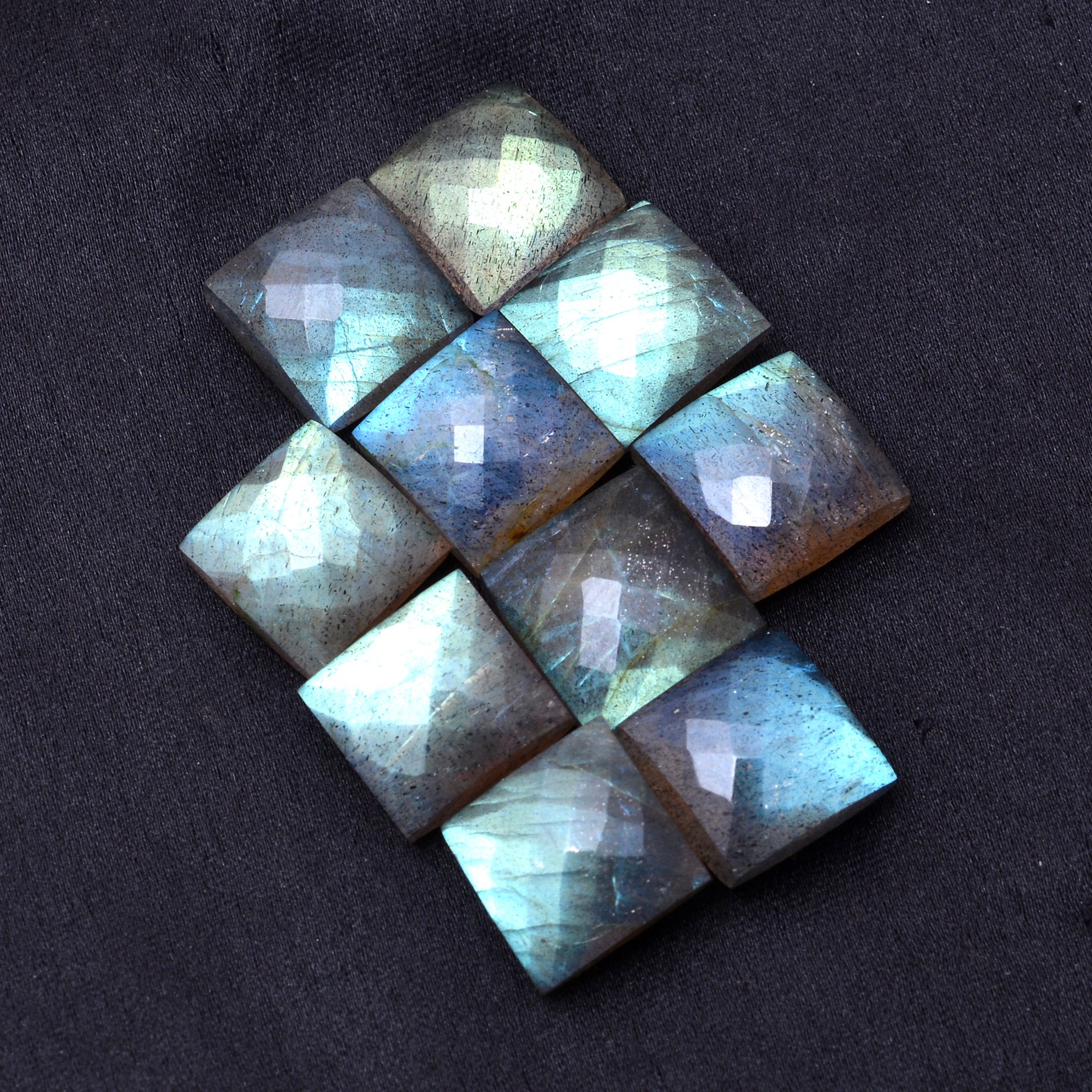 Aaa+ Labradorite Loose Gemstone, Labradorite 10x10mm Faceted Square Briolette