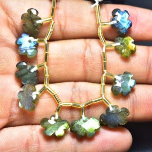 Beautiful Flashy Labradorite Cloud Briolettes Beads - 8 Pcs - Natural Faceted Labradorite Front Drilled Clouds Pairs - Size Is 9x12 Mm #1071