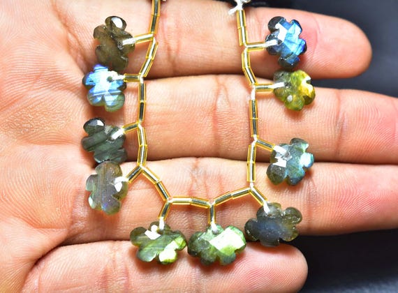 Beautiful Flashy Labradorite Cloud Briolettes Beads - 8 Pcs - Natural Faceted Labradorite Front Drilled Clouds Pairs - Size Is 9x12 Mm #1071