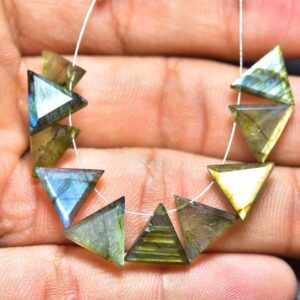 Beautiful Multi Fire Labradorite Triangle Briolettes Beads - 10 Pcs - Natural Faceted Labradorite Briolettes Pairs - Size Is 10 Mm #1752