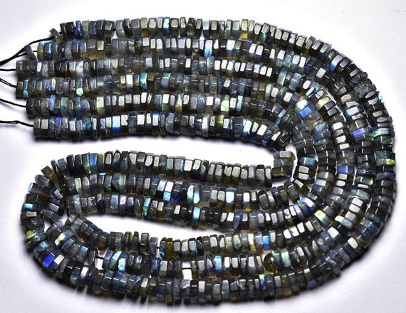 Flashy Labradorite Hexagon Heishi Beads - 16 Inches - Natural Smooth  Labradorite Heishi Hexagon Shape Beads - Size Is 7-8 Mm #2184