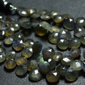 Labradorite Heart Beads - 7.5 Inches - Natural Beautiful Faceted Labradorite Heart Briolettes - Size Is 10-12 Mm #924