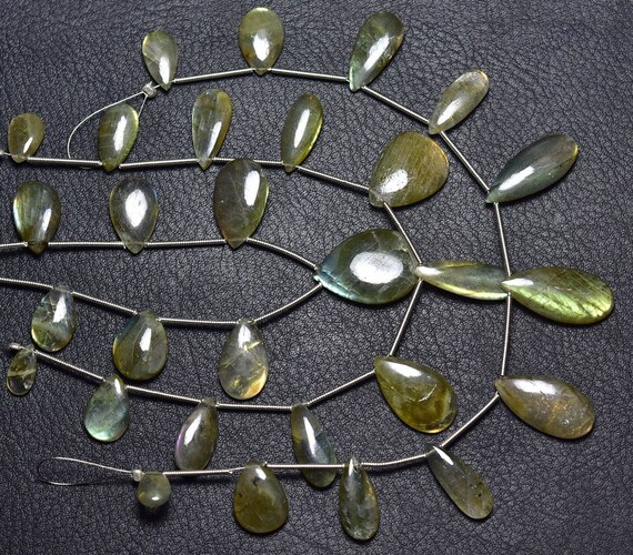 Super Flashy Big Labradorite  Pear Beads 7 Inches - Natural Beautiful Smooth Labradorite  Pear Briolettes - Size Is 6x10- 11x19mm #1451