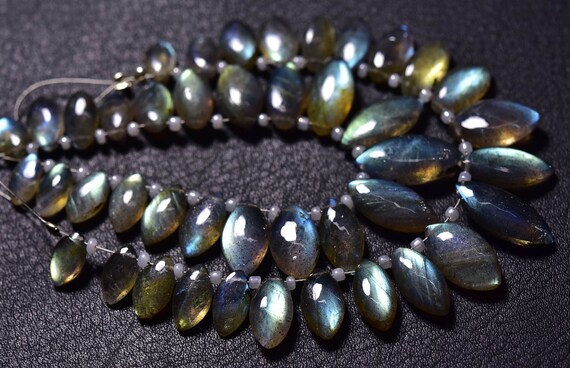 Super Quality Flashy Labradorite Marquise Beads - 10 Pcs - Natural Smooth Labradorite Marquise Briolettes - Size Is 5x9 - 8x11mm #2381