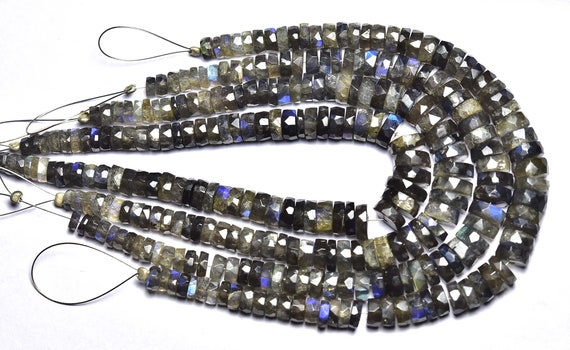 Labradorite Wheel Beads - 7 Inches - Natural Beautiful Faceted Labradorite Blue Fire Wheel Strand - Size Is 5 - 8 Mm #631 Labradorite Wheel Beads - 7 Inches - Natural Beautiful Faceted Labradorite Blue Fire Wheel Strand - Size Is 5 - 8 Mm #631
