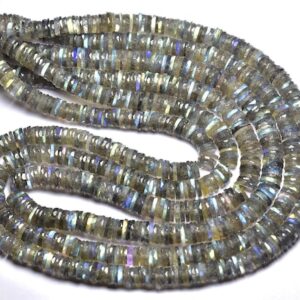 Labradorite Wheel Beads - 8.5 Inches - Natural Smooth Multi Flashes Labradorite Wheel - Size Is 7 Mm #2647
