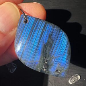 Blue Labradorite Pendant 1.4 inches | Drilled Gemstone Necklace with Cord Blue Labradorite Pendant 1.4 inches | Drilled Gemstone Necklace with Cord