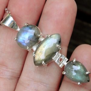 Handmade Labradorite Sterling Silver Pendant Necklace: Multi Stone Statement Jewelry Handmade Labradorite Sterling Silver Pendant Necklace: Multi Stone Statement Jewelry