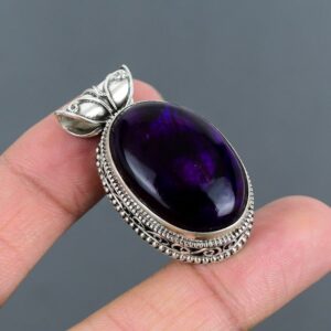 Purple Fire Labradorite Pendant: Handmade 925 Sterling Silver Pear Jewelry