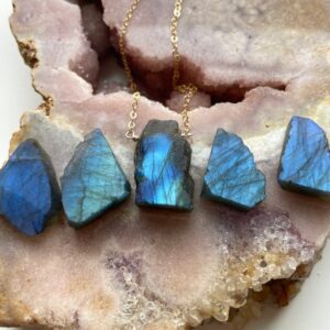 Raw Labradorite Necklace: Wire Wrapped Crystal Pendant, Sterling Silver or Gold Chain Raw Labradorite Necklace: Wire Wrapped Crystal Pendant, Sterling Silver or Gold Chain