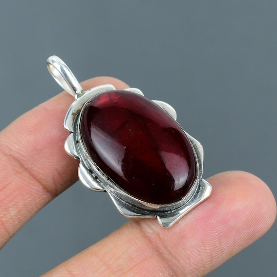 Red Fire Labradorite Pendant: Handmade 925 Sterling Silver Gemstone Jewelry