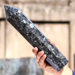310MM Silver Flashy Larvikite Labradorite Crystal Tower: Healing Obelisk 310MM Silver Flashy Larvikite Labradorite Crystal Tower: Healing Obelisk