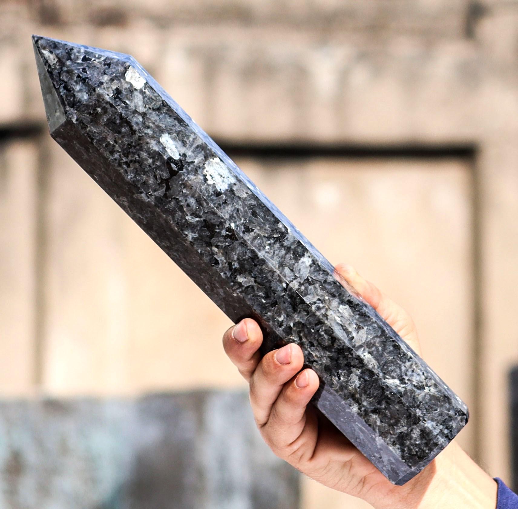 310mm Silver Flashy Larvikite Labradorite Crystal Tower: Healing Obelisk 310mm Silver Flashy Larvikite Labradorite Crystal Tower: Healing Obelisk
