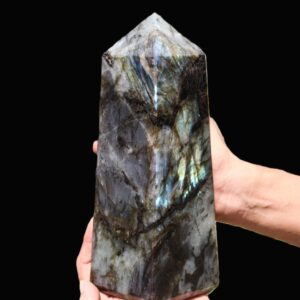 Blue Flashy Labradorite Tower: 245mm Faceted Crystal Obelisk, Gothic Decor Blue Flashy Labradorite Tower: 245mm Faceted Crystal Obelisk, Gothic Decor