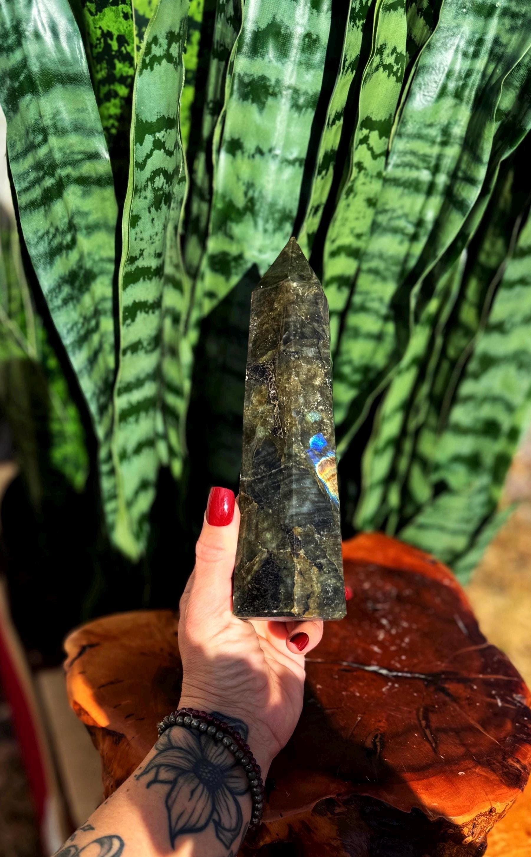 Labradorite Crystal Tower - Third Eye Chakra + Root Chakra Crystal - Gemstone Tower Labradorite Crystal Tower - Third Eye Chakra + Root Chakra Crystal - Gemstone Tower