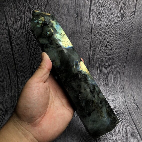 Large Labradorite Tower: Flashy Spectrolite Feldspar Crystal Point (9.65")