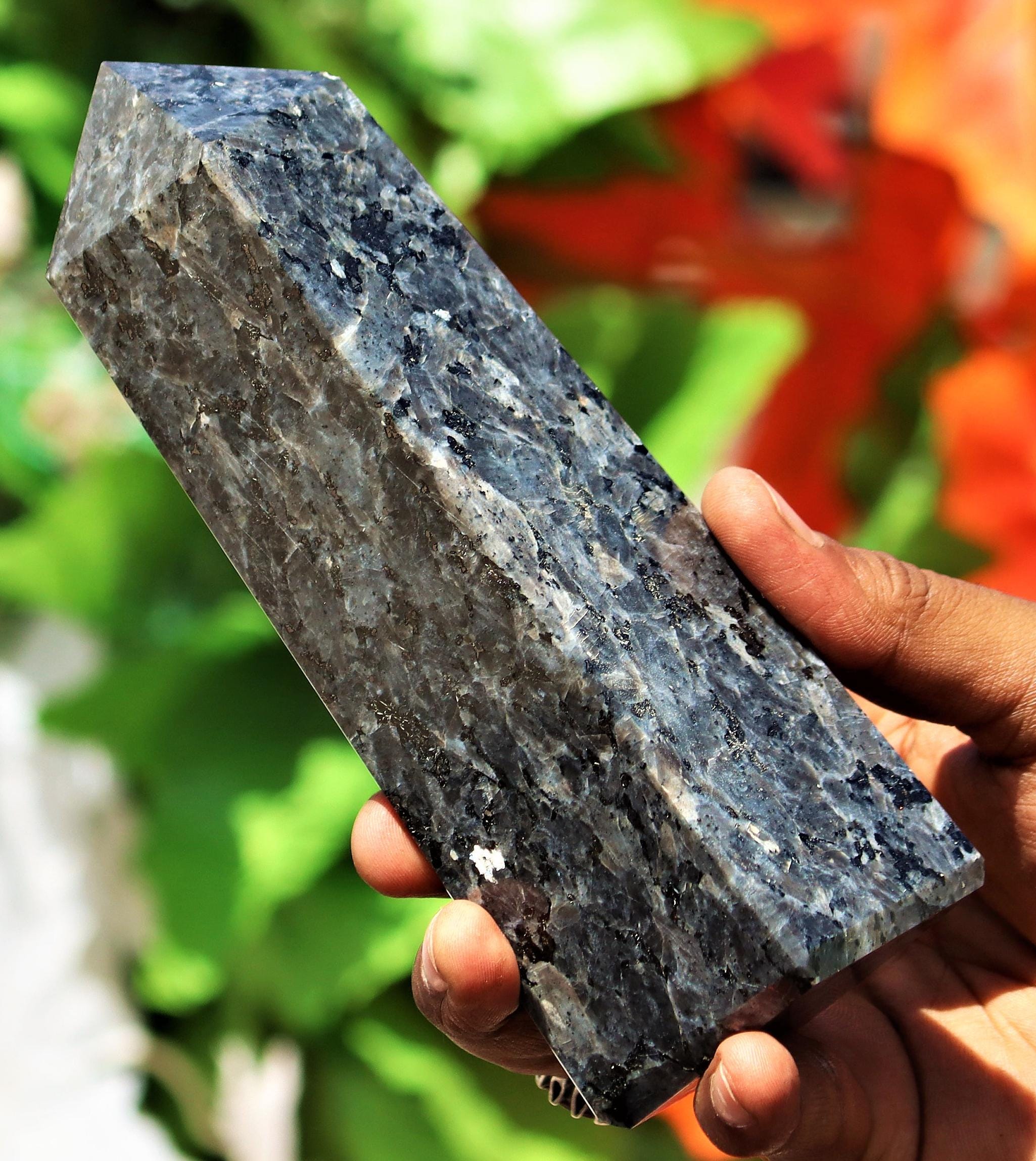 Larvikite Labradorite Obelisk : Natural Healing Crystal Tower(175mm)