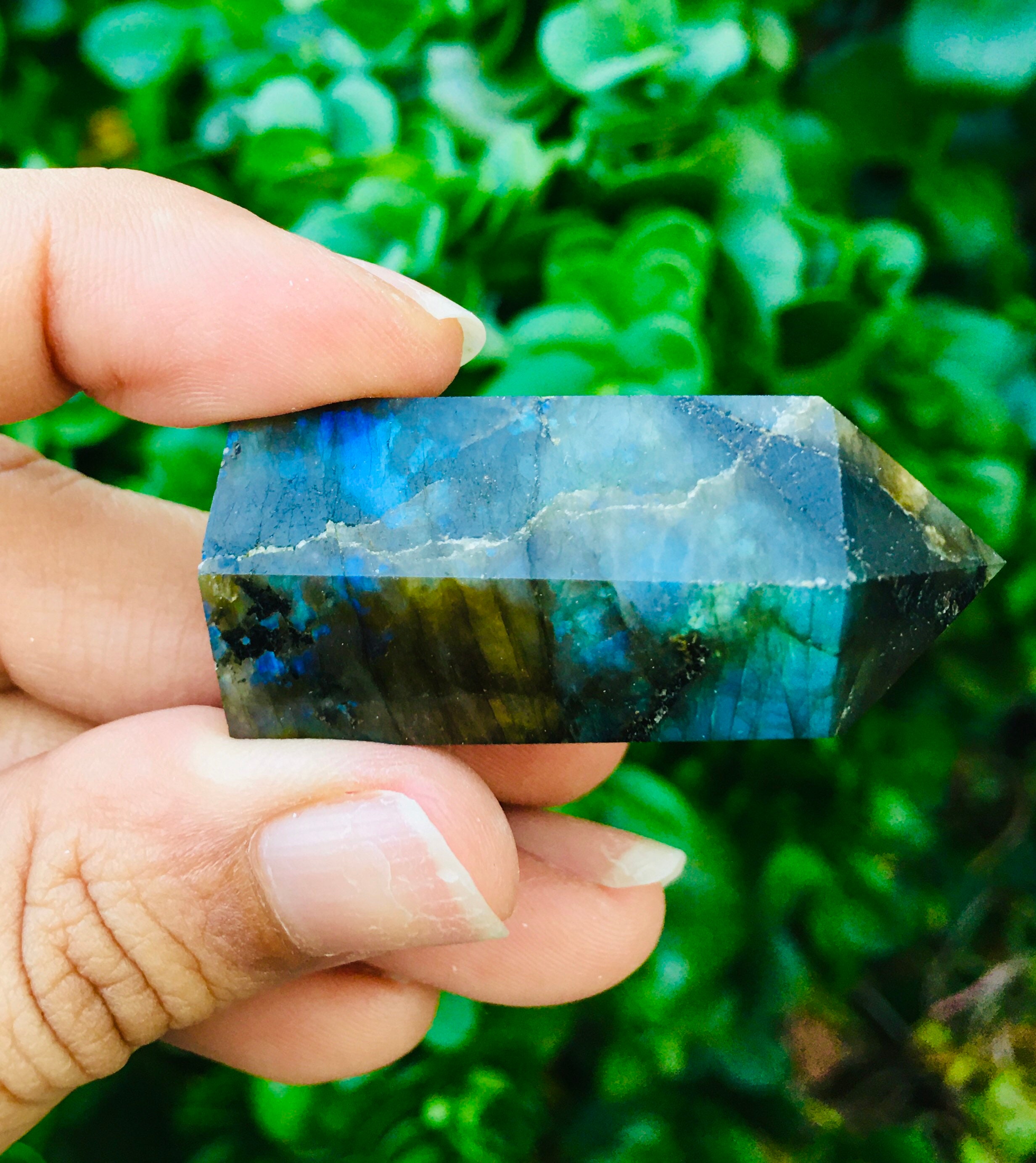 Labradorite Tower Point: Polished Rainbow Crystal Obelisk (40-45mm) Labradorite Tower Point: Polished Rainbow Crystal Obelisk (40-45mm)