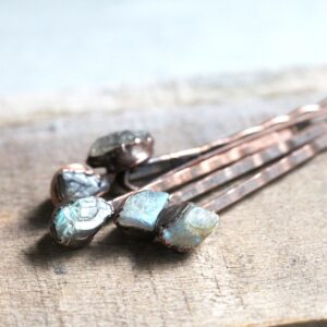 Labradorite Bobby Pin - Raw Stone Clip - Wedding Hair Pin
