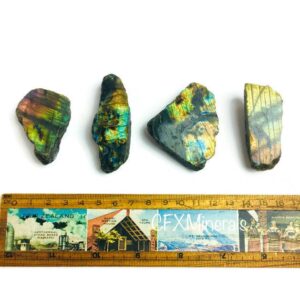 Flashy Labradorite Crystal Slab: Raw Rough, Half Polished Stone