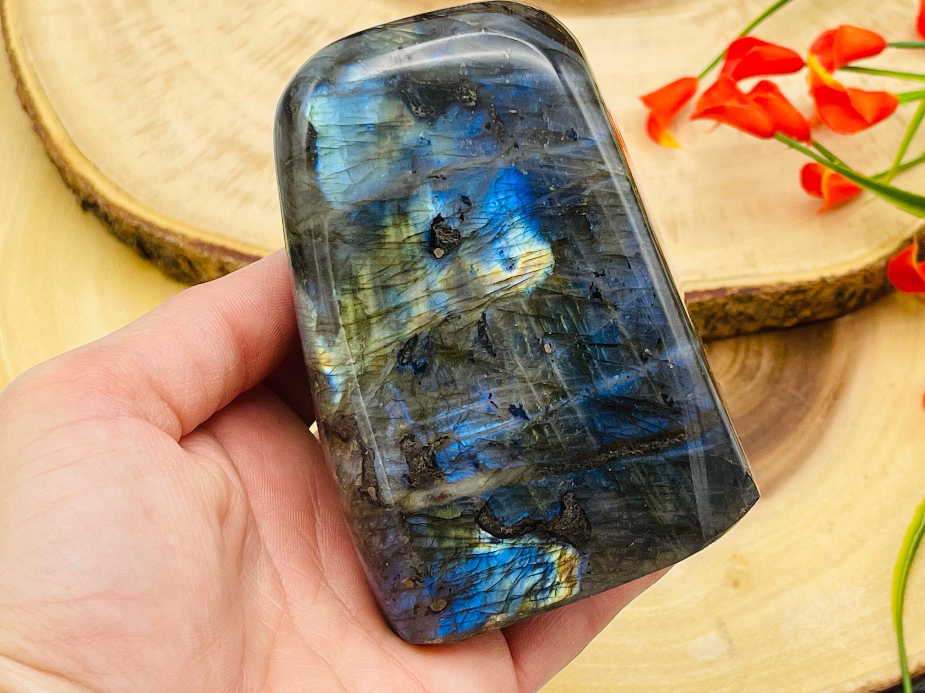 Labradorite Free Form Crystal, Blue Flash Labradorite Freeform Standing Display Specimens, Reiki Chakra Crystal, Healing Stone
