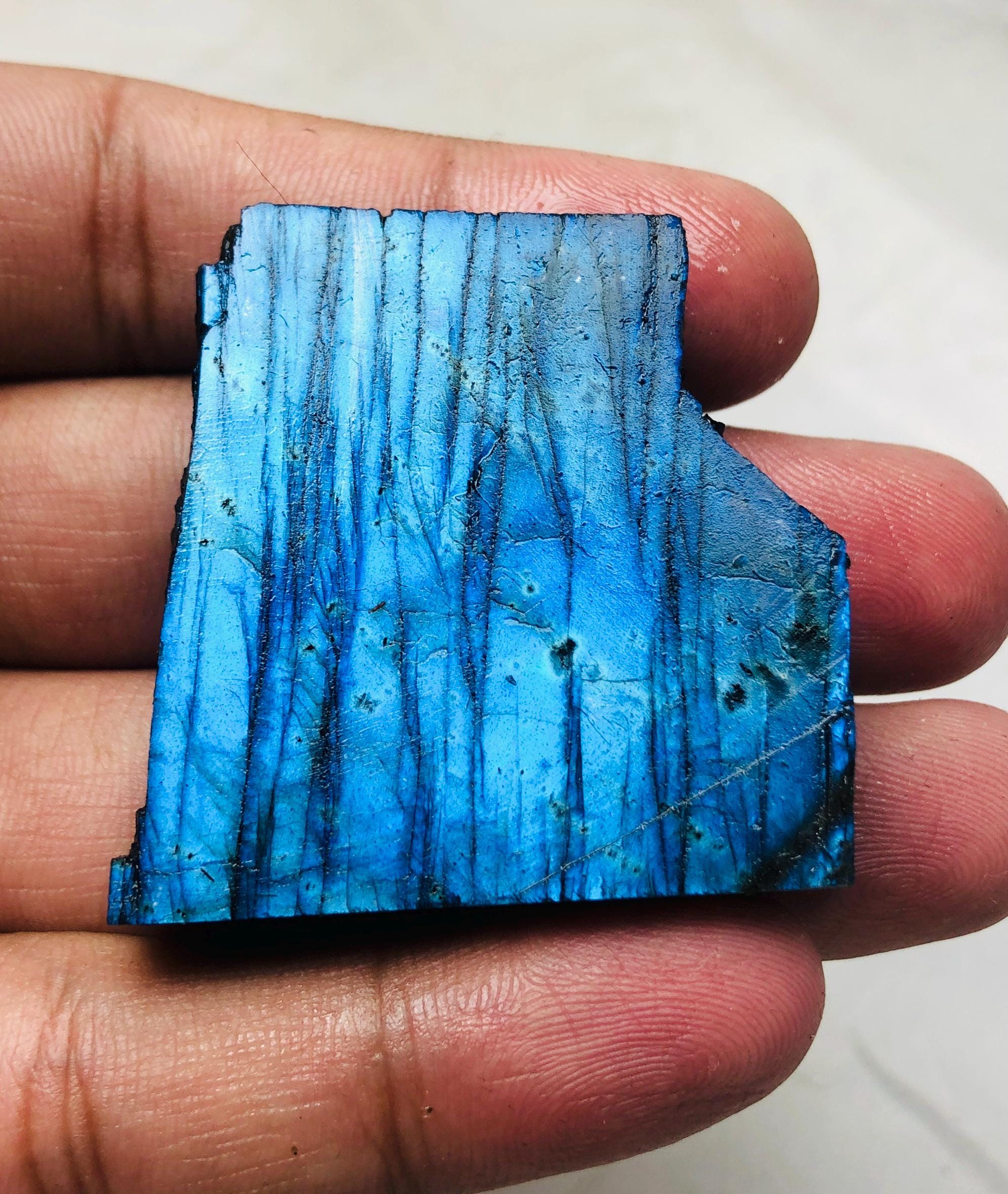 Handpicked Natural Blue Labradorite Rough Slice | High Flashy Slab 44g 42x41x11mm Handpicked Natural Blue Labradorite Rough Slice | High Flashy Slab 44g 42x41x11mm