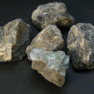 Lot Of Five Rough Iridescent Labradorite From Madagascar