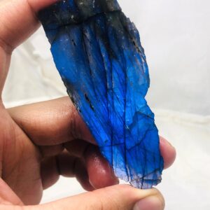 Natural Labradorite Rough Slice | Transparent Blue Flash Stone 47.5g 91x37x8mm