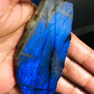 Natural Labradorite Rough Slice | Transparent Blue Flash Stone 54g 91x45x7mm