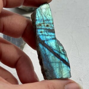 Labradorite Polished Slice: Blue & Gold Flash, Raw Back - 20g Healing Crystal
