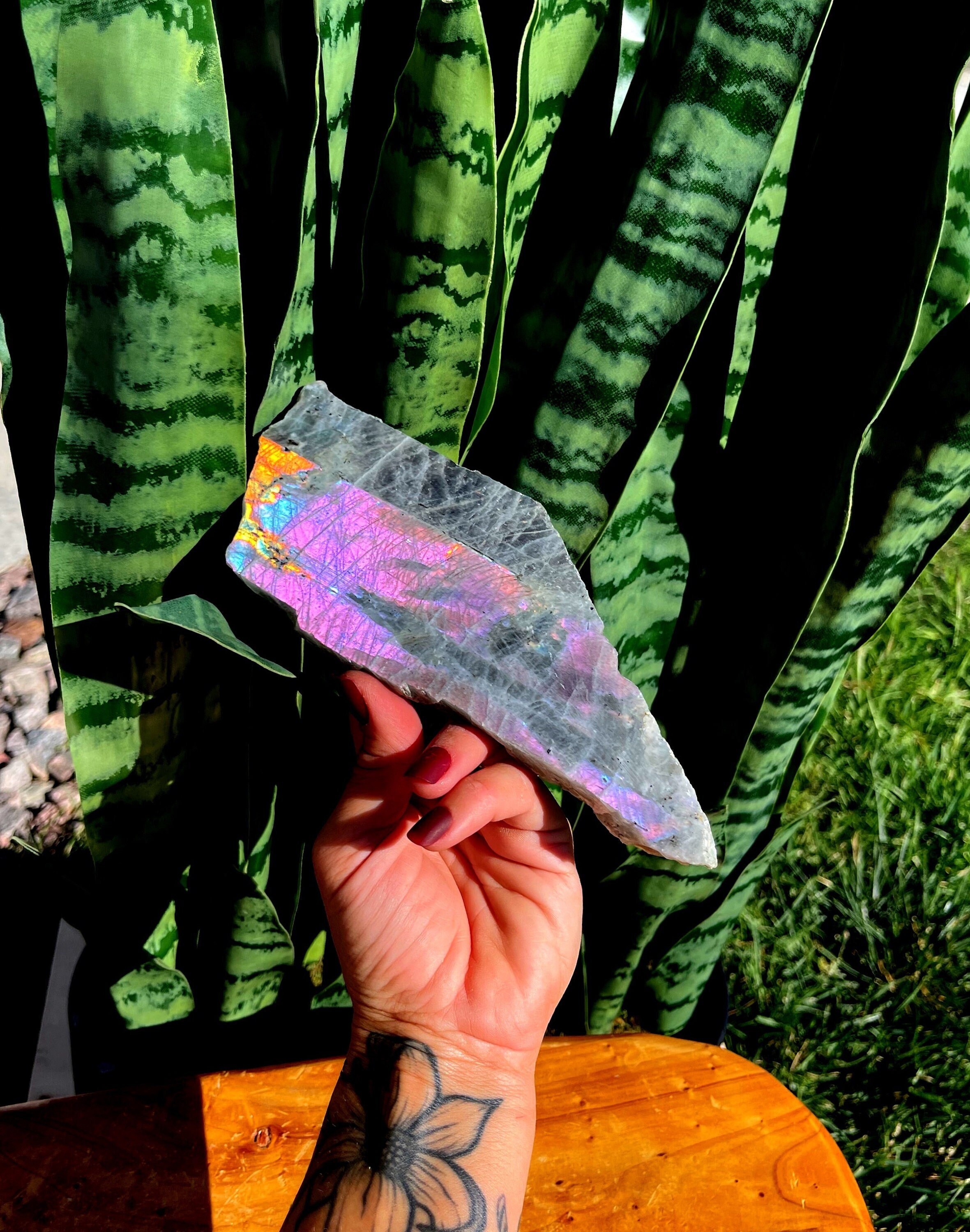 Purple Labradorite Crystal - Half Polished Half Raw - Third Eye Chakra Crystal For Deepening Intuition