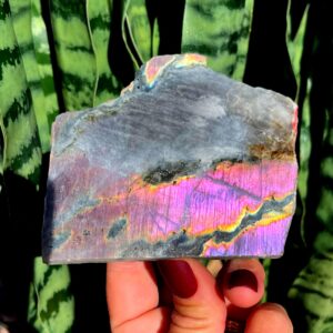Purple Labradorite crystal - half polished half raw - Third Eye Chakra crystal for deepening intuition + energetic protection