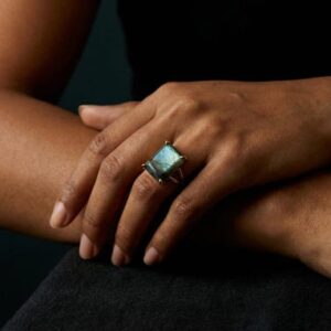 925 Labradorite Rectangle Custom Ring · Sterling Silver Gemstone Ring · Emerald Cut