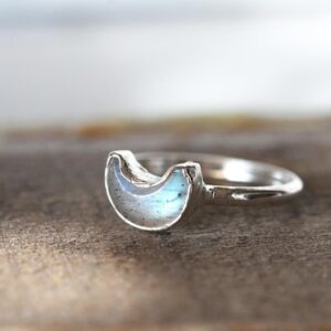 Crescent Moon Ring - Labradorite Half Moon - Made To Order