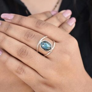 Dainty Labradorite Ring, 925 Sterling Silver Ring, Mothers Day Gifts, Natural Stone Ring, Oval Gemstone, Tension Ring, Engagement Ring